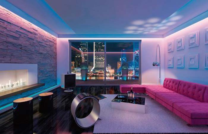 طرح کناف پذیرایی برای زیبایی سالن نشیمن 32 طرح کناف پذیرایی - طرحهای سقف کاذب سالن با چراغهای نواری LED