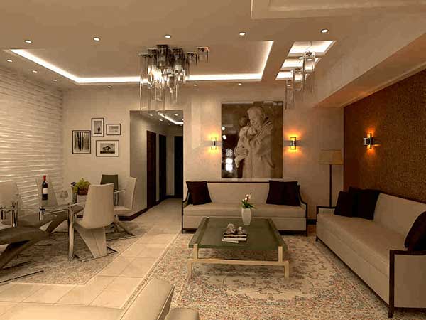 تاثیر طراحی دکوراسیون داخلی در بازسازی ساختمان 10 طراحی دکوراسیون داخلی - تاثیر سقف کاذب کناف پذیرایی در طراحی دکوراسیون