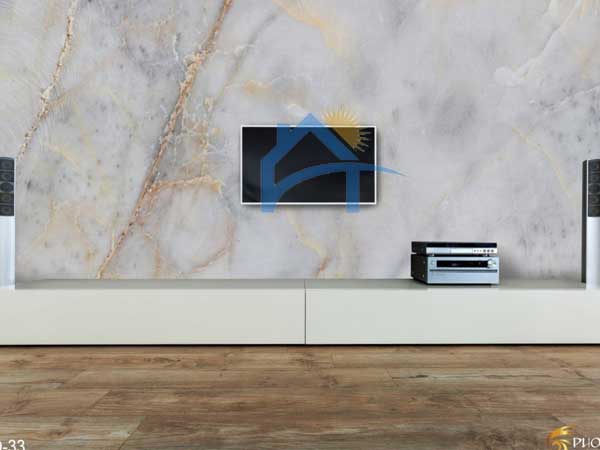 سنگ اسلوب پشت تلویزیون - تی وی روم با سنگ اسلب