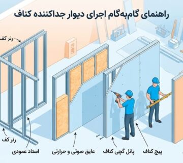 نحوه اجرای دیوار جداکننده کناف [آموزش اصولی و مرحله به مرحله]